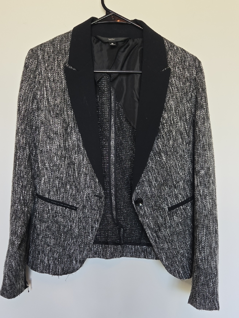 Mossimo Supply Co. Black and White Tweed Blazer with Black Lapel